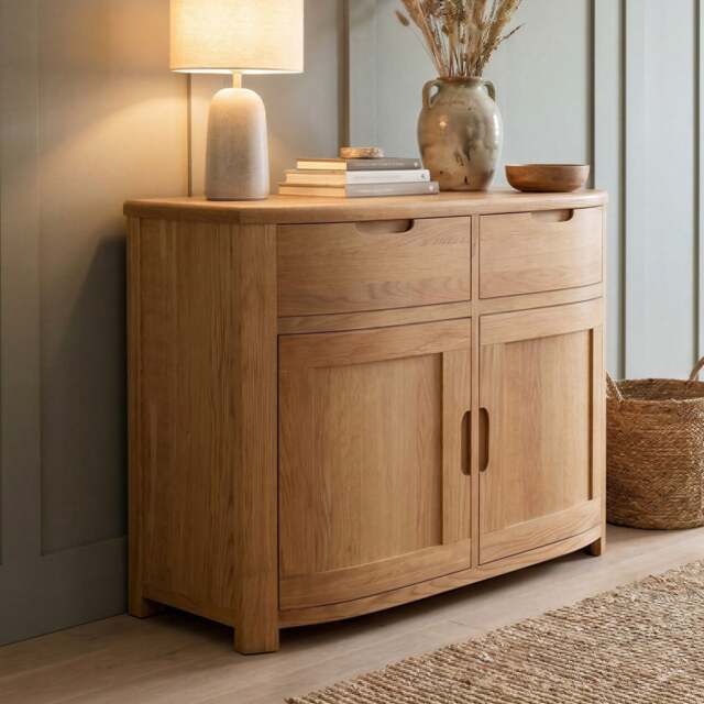 Somerton Curved Solid Oak Small Sideboard