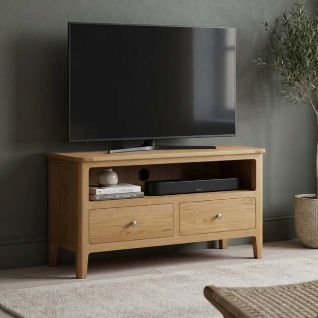 Small Solid Oak TV Cabinet & Media Unit