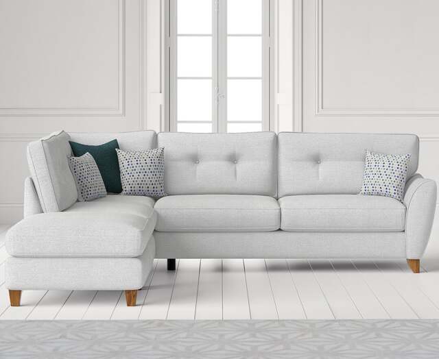 Florin Light Grey Fabric Left Hand Facing Corner Chaise Sofa