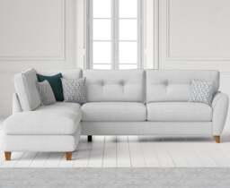 Florin Light Grey Fabric Left Hand Facing Corner Chaise Sofa