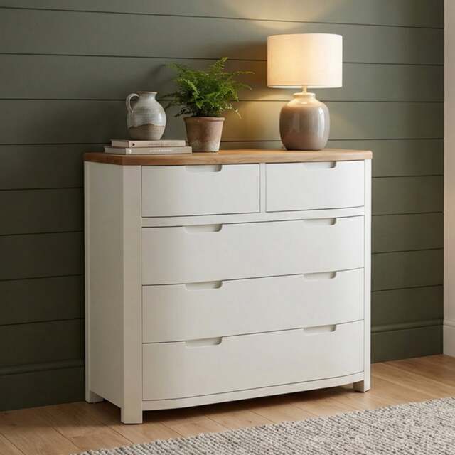 Bradwell Oak and Signal White Painted 2 Over 3 Chest of Drawers