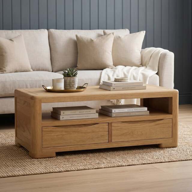 Harper Solid Oak 4 Drawer Coffee Table