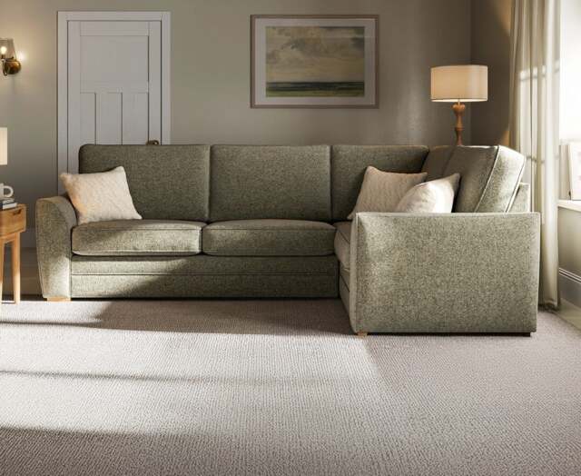 Bella Olive Fabric Large Right Hand Facing Corner Sofa