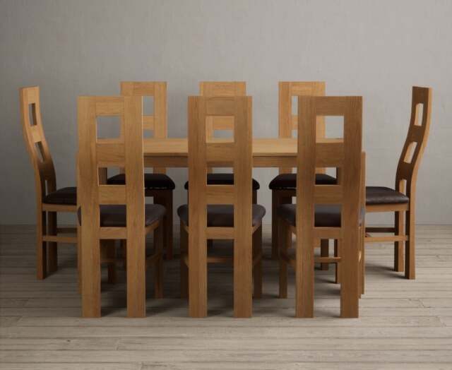 York 150cm Solid Oak Dining Table with 6 Charcoal Grey Natural Chairs