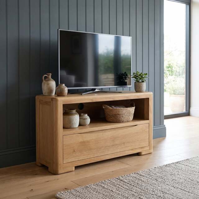 Harper Solid Oak Corner TV Cabinet