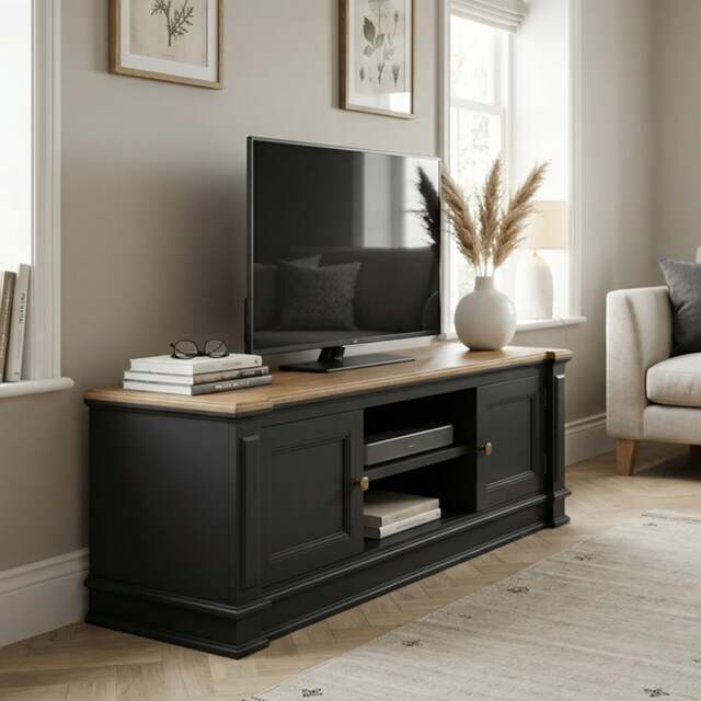 Lawson Oak and Charcoal Grey Painted Large TV Cabinet