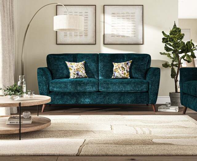 Naples Teal Velvet 3 Seater Sofa