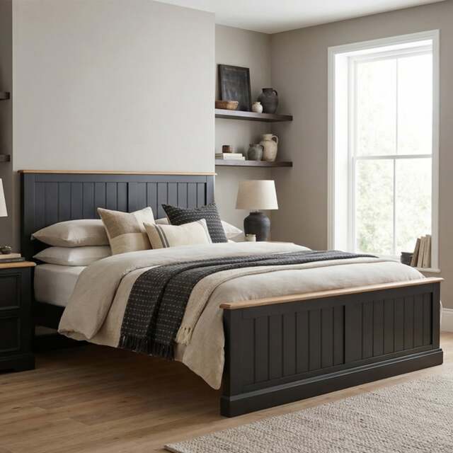 Charlton Oak and Black Painted Super King Bed