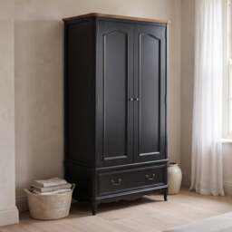 Chateau Noir Oak and Black Painted Double Wardrobe