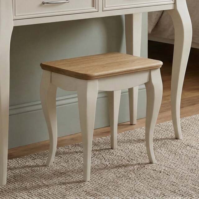 Chateau Oak and Soft White Painted Dressing Table Stool