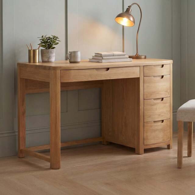 Somerton Curved Solid Oak Computer Desk