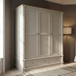 Lawson Oak and Soft White Painted Triple Wardrobe