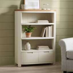 Bradwell Oak and Signal White Painted Small Bookcase