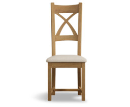 Natural Solid Oak Linen Set of 2 Fabric Dining Chairs