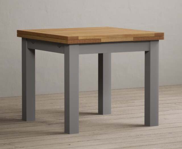 Extending Buxton 90cm Oak and Light Grey Painted Dining Table