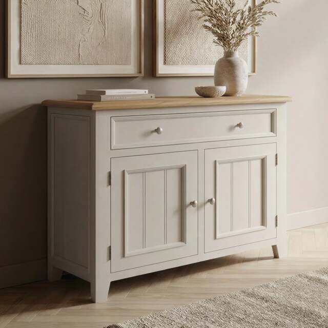 Weymouth Oak and Soft White Painted Small Sideboard