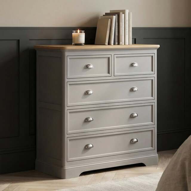 Felton Oak and Light Grey Painted 2 Over 3 Chest of Drawers