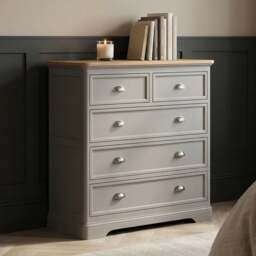 Felton Oak and Light Grey Painted 2 Over 3 Chest of Drawers