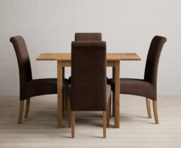 Extending York 70cm Solid Oak Drop Leaf Dining Table with 2 Charcoal Grey Scroll Back Chairs