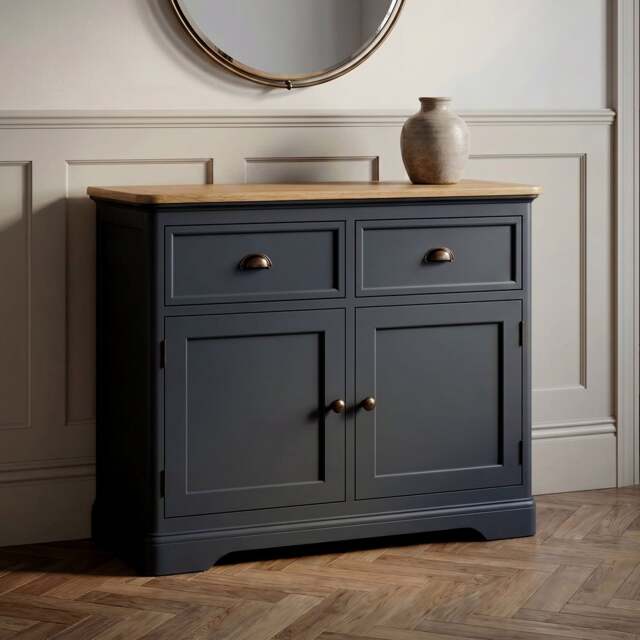 Bridstow Oak and Blue Painted Small Sideboard