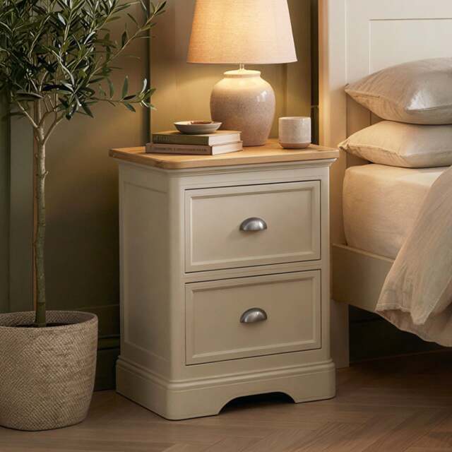 Madley Oak and Cream Painted 2 Drawer Bedside Chest