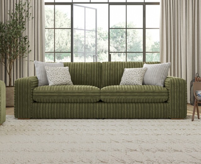 Milan Fern Green Fabric 4 Seater Sofa