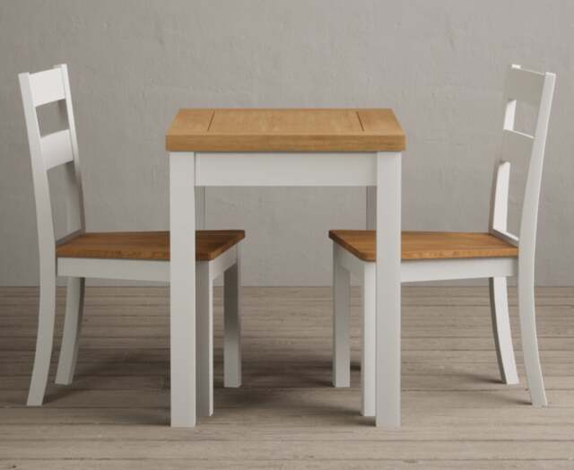 Extending Hadleigh Oak and Signal White Painted Dining Table with 2 Oak Kendal Chairs