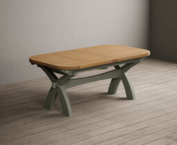 Extending Olympia 180cm Oak and Soft Green Painted Dining Table