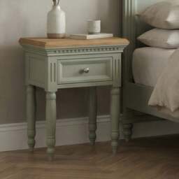 Francis Oak and Soft Green Painted Bedside Table
