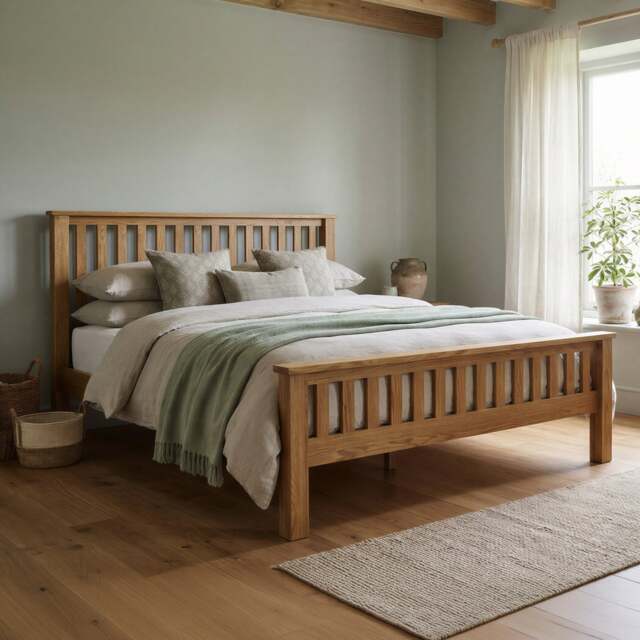 Rustic Solid Oak King Size Bed - 5' King