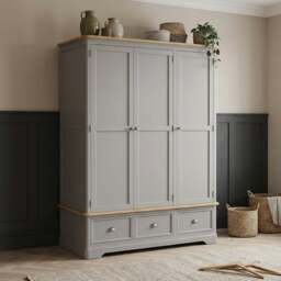 Felton Oak and Light Grey Painted Triple Wardrobe