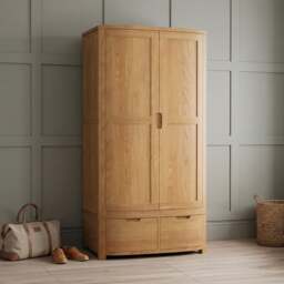 Somerton Curved Solid Oak Double Wardrobe
