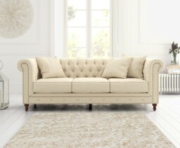 Westminster Chesterfield Ivory Linen 3 Seater Sofa