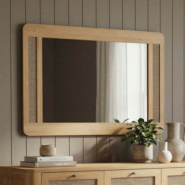 Oak Rattan Wall Mirror
