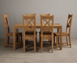 York 150cm Solid Oak Dining Table with 6 Oak Natural Chairs
