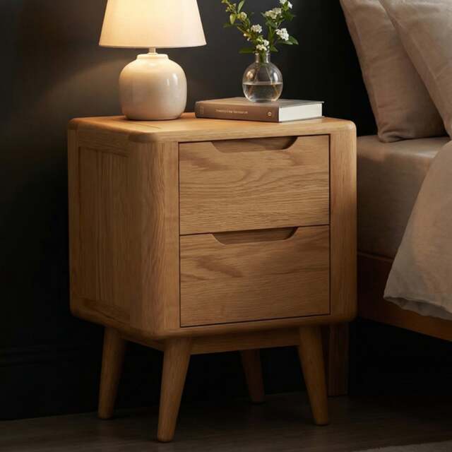 Rosa Solid Oak 2 Drawer Bedside Chest