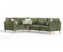 Palermo Olive Green Chenille Fabric Left Hand Facing Corner Sofa