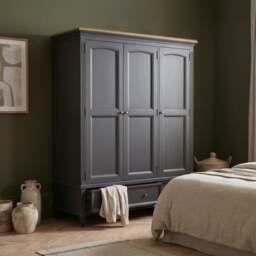 Francis Oak and Charcoal Grey Painted Triple Wardrobe