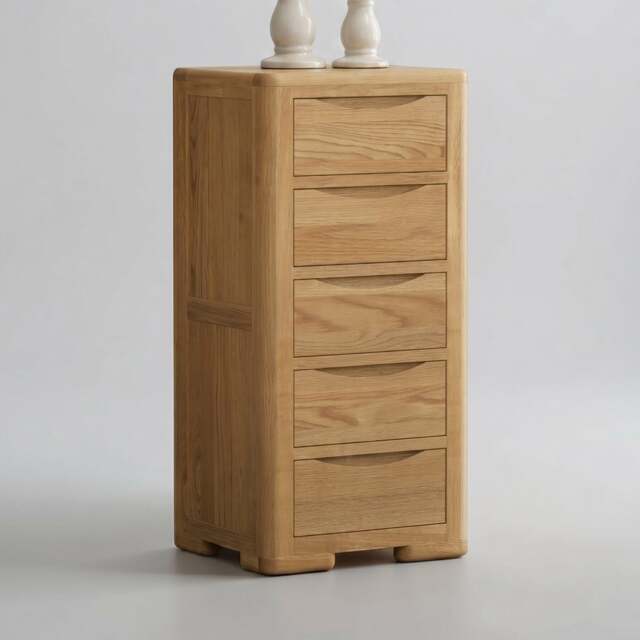 Harper Solid Oak 5 Drawer Tallboy