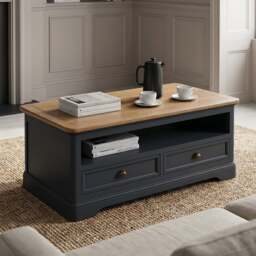Bridstow Oak and Blue Painted 4 Drawer Coffee Table