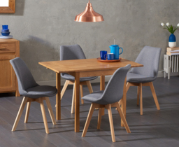 Extending York 70cm Solid Oak Drop Leaf Dining Table with 2 Dark Grey Orson Chairs