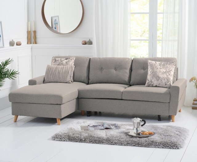 Florence Left Facing Chaise Sofa Bed in Grey Linen