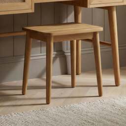 Oak Rattan Dressing Table Stool