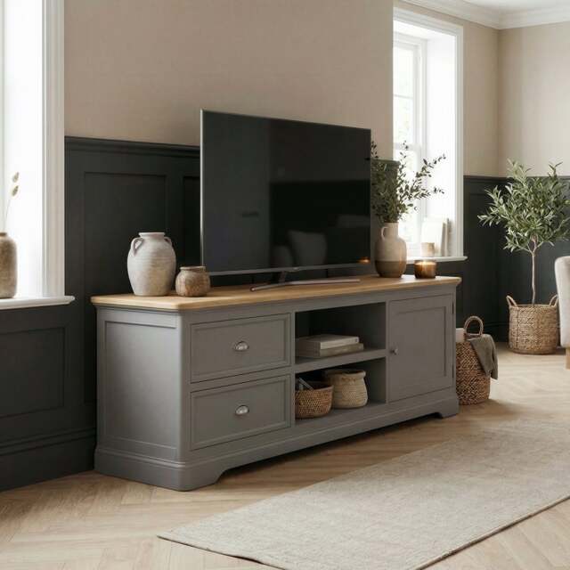 Felton Oak and Light Grey Painted Super Wide TV Cabinet