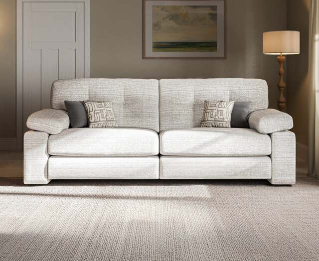 Helston Silver Fabric 4 Seater Sofa