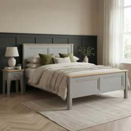Felton Oak and Light Grey Painted Double Bed