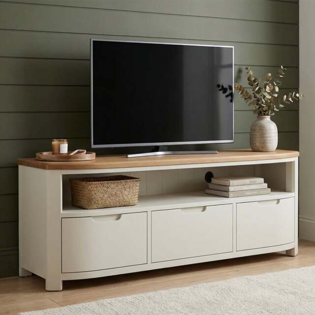 Bradwell Oak and Signal White Painted Large TV Unit