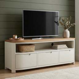 Bradwell Oak and Signal White Painted Large TV Unit