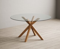 Lakelyn 140cm Round Solid Oak and Glass Dining Table