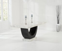 Novara 170cm Cream and Black Pedestal Marble Dining Table